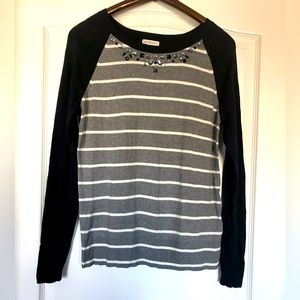 Striped Rhinestone Detail Sweater